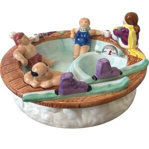 Lotus Vintage 1995 Ski Lodge Hot Tub Chip N Dip Ceramic Serving Bowl